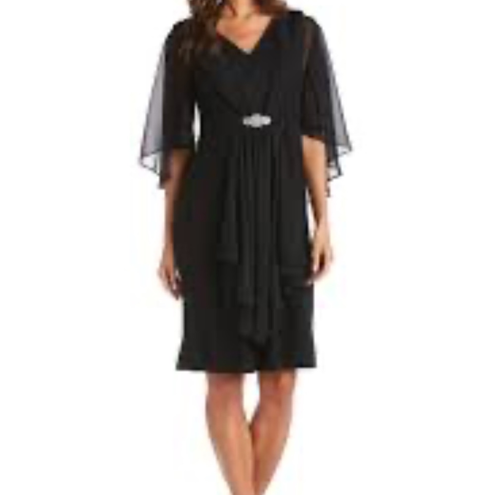 R&M FORMAL BLACK FLUTTER DRESS